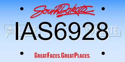 IAS6928 South Dakota License Plate