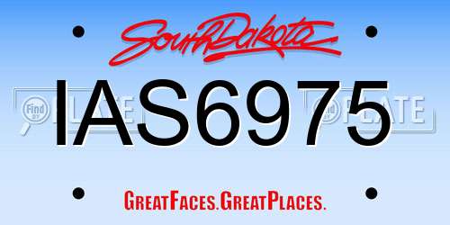 IAS6975 South Dakota License Plate