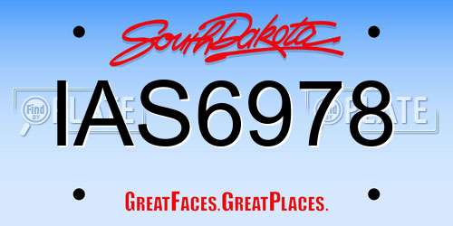 IAS6978 South Dakota License Plate