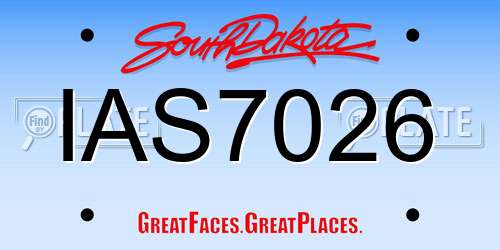 IAS7026 South Dakota License Plate