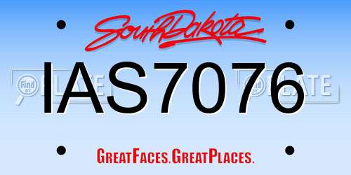 IAS7076 South Dakota License Plate