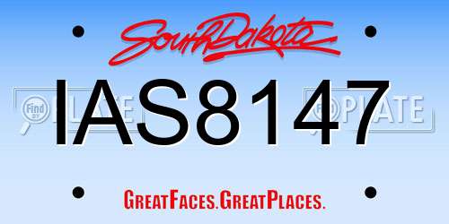 IAS8147 South Dakota License Plate