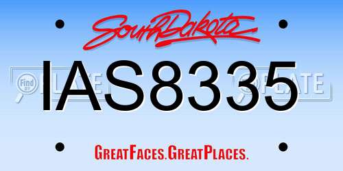 IAS8335 South Dakota License Plate