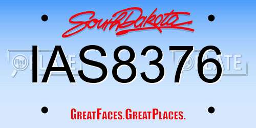 IAS8376 South Dakota License Plate