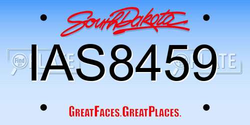 IAS8459 South Dakota License Plate