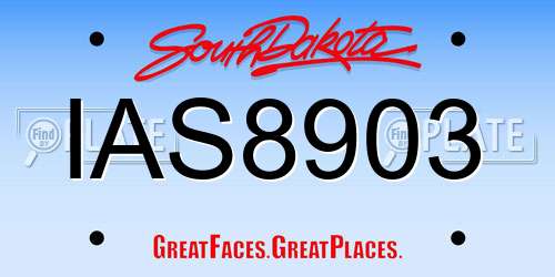 IAS8903 South Dakota License Plate