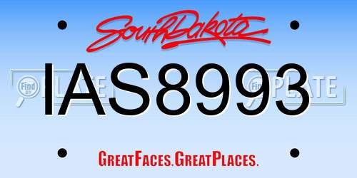IAS8993 South Dakota License Plate
