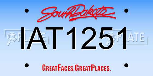IAT1251 South Dakota License Plate