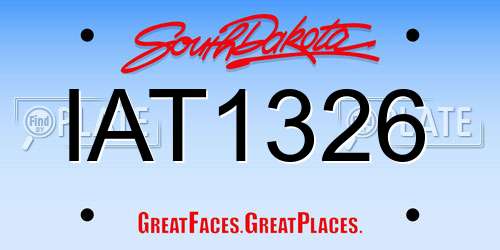 IAT1326 South Dakota License Plate