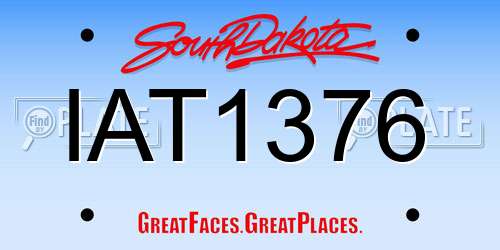 IAT1376 South Dakota License Plate