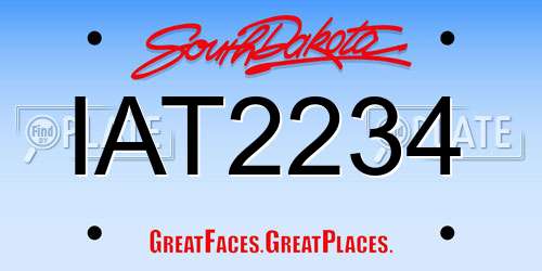 IAT2234 South Dakota License Plate