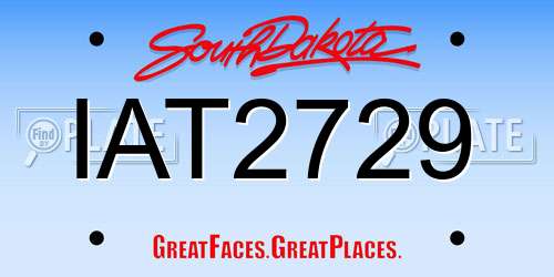 IAT2729 South Dakota License Plate