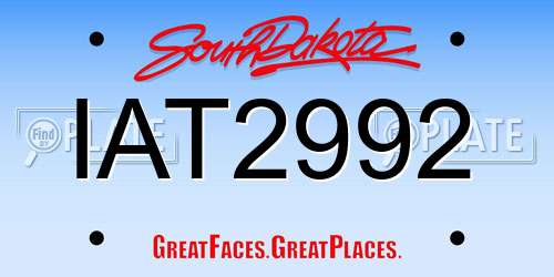 IAT2992 South Dakota License Plate