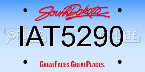IAT5290 South Dakota License Plate