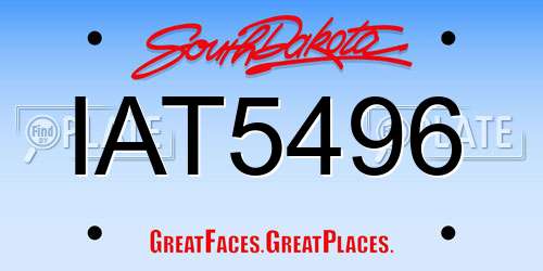 IAT5496 South Dakota License Plate