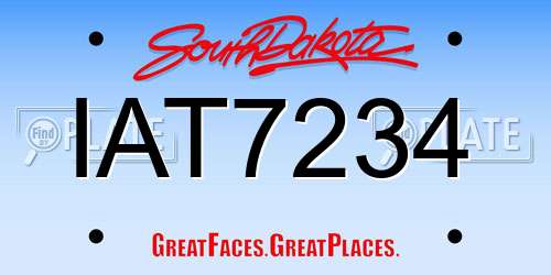IAT7234 South Dakota License Plate