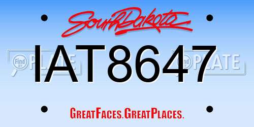 IAT8647 South Dakota License Plate