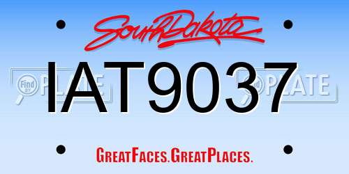 IAT9037 South Dakota License Plate