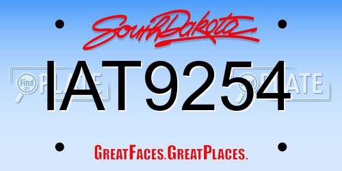 IAT9254 South Dakota License Plate