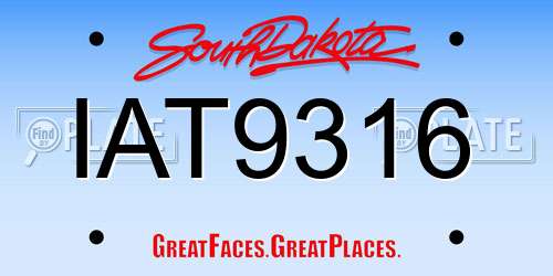 IAT9316 South Dakota License Plate