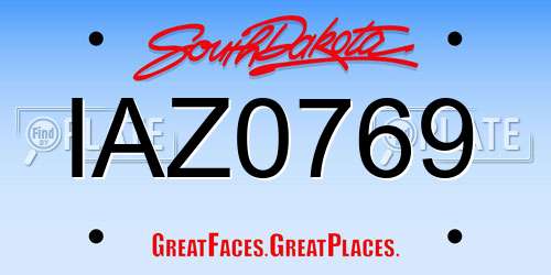 IAZ0769 South Dakota License Plate