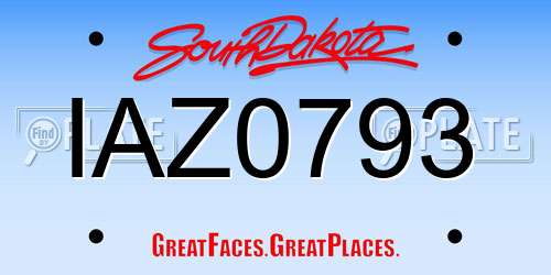 IAZ0793 South Dakota License Plate