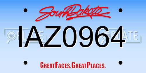 IAZ0964 South Dakota License Plate