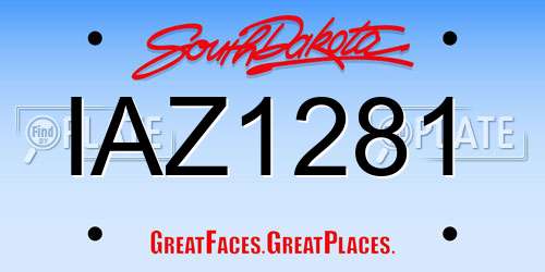 IAZ1281 South Dakota License Plate