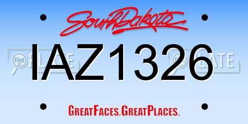 IAZ1326 South Dakota License Plate