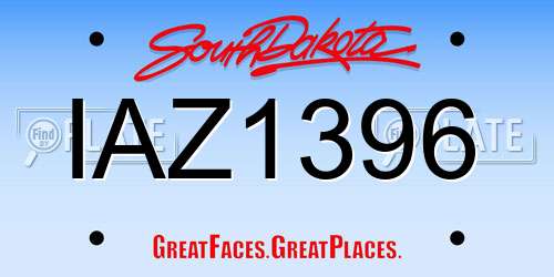 IAZ1396 South Dakota License Plate
