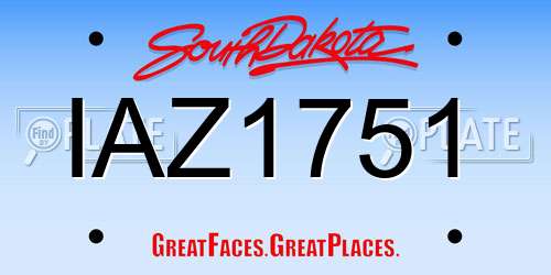 IAZ1751 South Dakota License Plate
