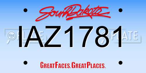 IAZ1781 South Dakota License Plate