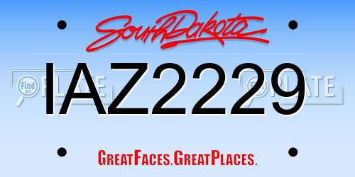 IAZ2229 South Dakota License Plate