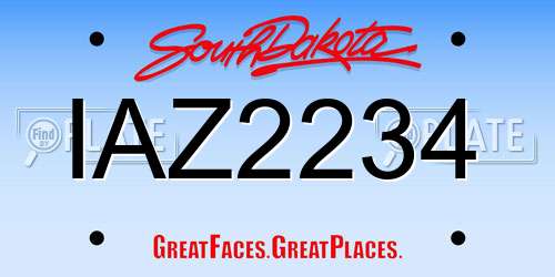 IAZ2234 South Dakota License Plate