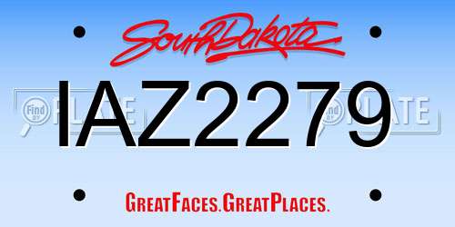 IAZ2279 South Dakota License Plate