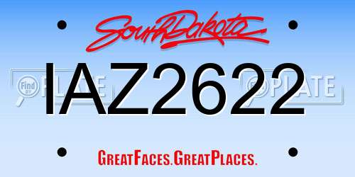 IAZ2622 South Dakota License Plate