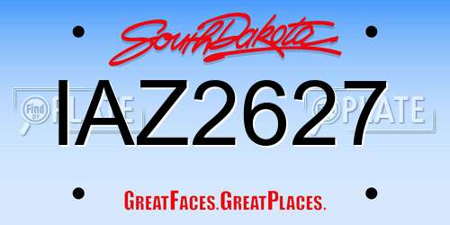 IAZ2627 South Dakota License Plate