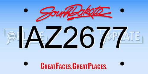 IAZ2677 South Dakota License Plate