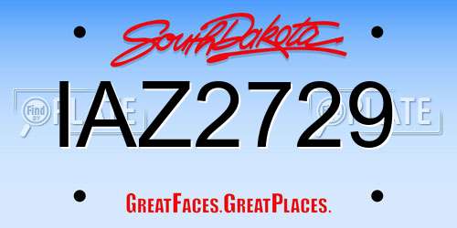 IAZ2729 South Dakota License Plate