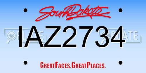 IAZ2734 South Dakota License Plate