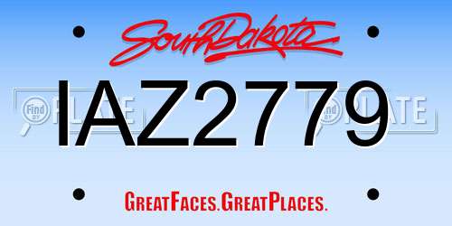 IAZ2779 South Dakota License Plate