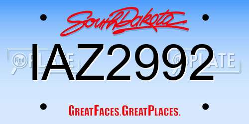IAZ2992 South Dakota License Plate