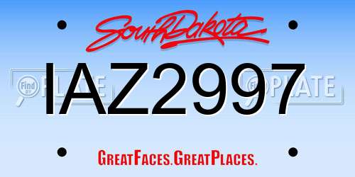 IAZ2997 South Dakota License Plate