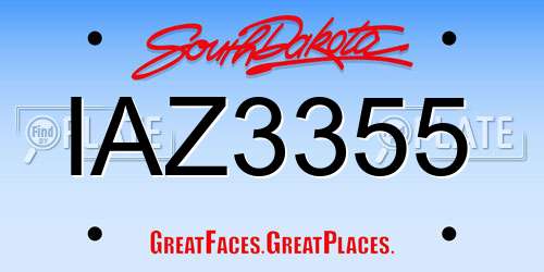 IAZ3355 South Dakota License Plate