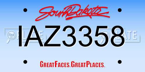 IAZ3358 South Dakota License Plate