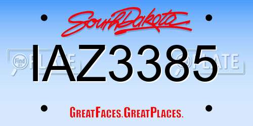 IAZ3385 South Dakota License Plate
