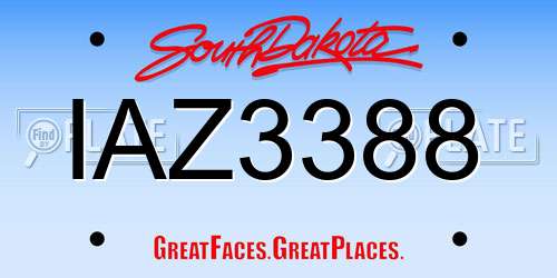 IAZ3388 South Dakota License Plate
