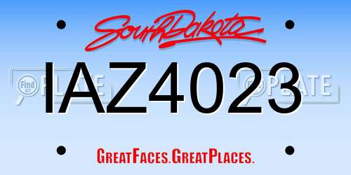 IAZ4023 South Dakota License Plate