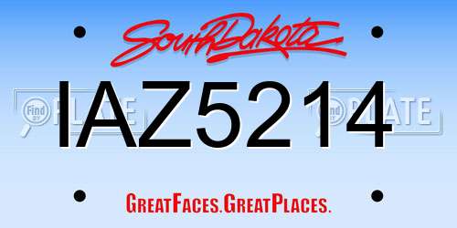 IAZ5214 South Dakota License Plate