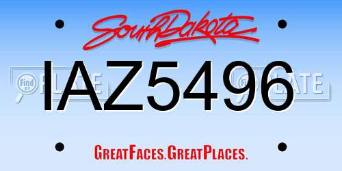IAZ5496 South Dakota License Plate